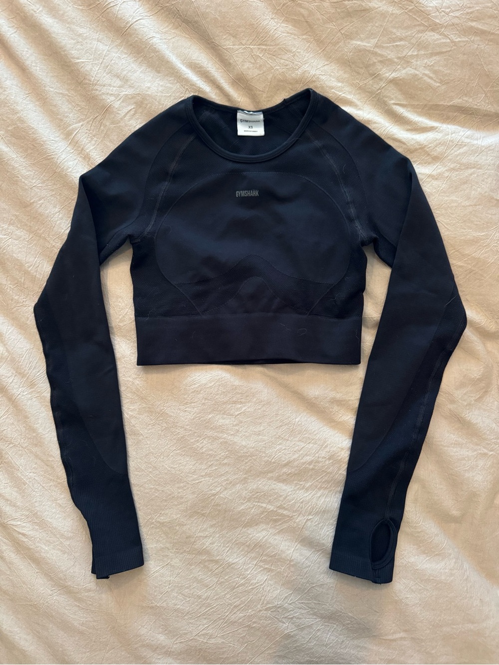 Gymshark Black Long-Sleeve Seamless Crop Top - XS